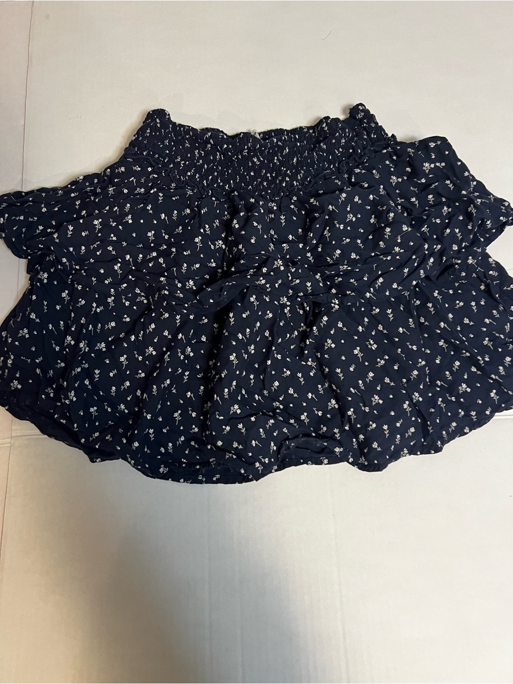 Hollister Navy Mini Skirt with Tiny White Floral Print
